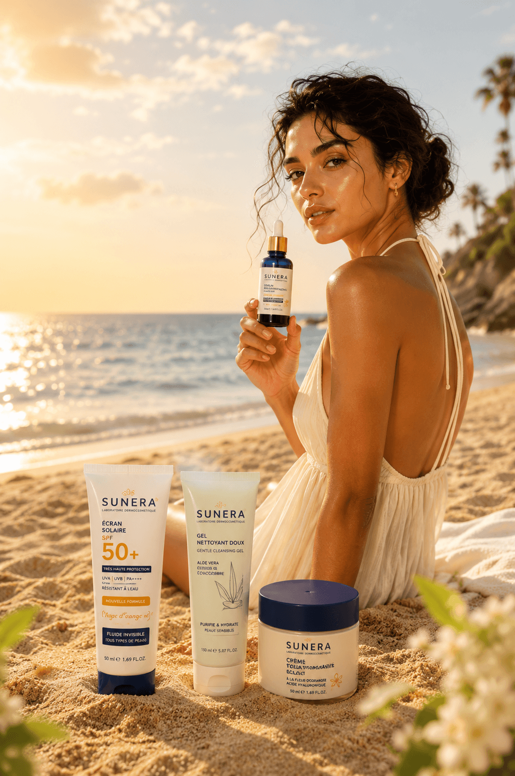 Univers professionnel SUNERA avec soins solaires premium