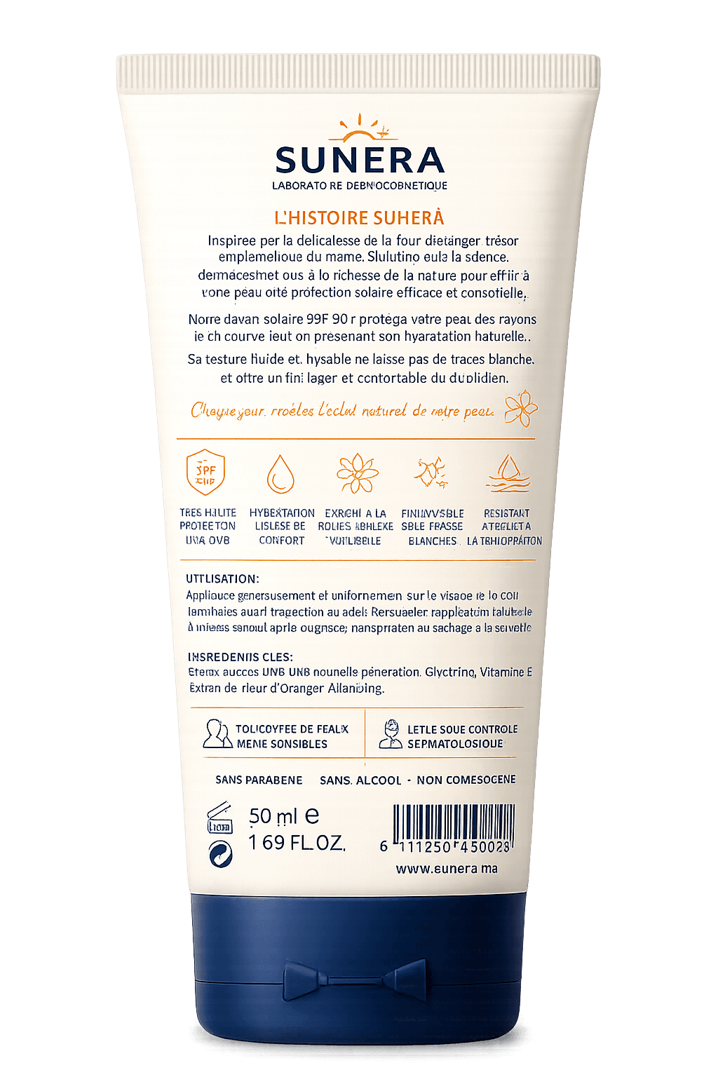 SUNERA Écran Solaire SPF 50+ Fleur d'Oranger face arrière